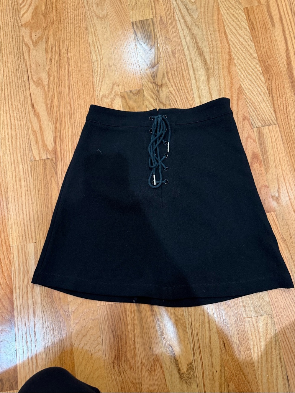 Olivaceous Black Lace-Up A-Line Skirt Size S